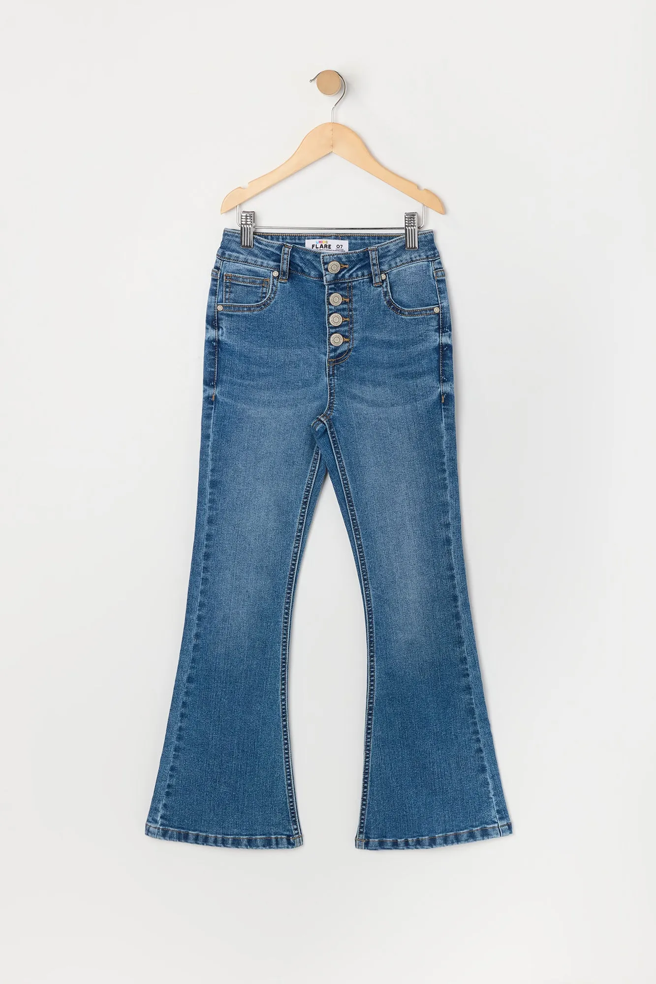 Girls High Rise Multi Button Flare Jean sold by Urban Planet product image thumbnail 3