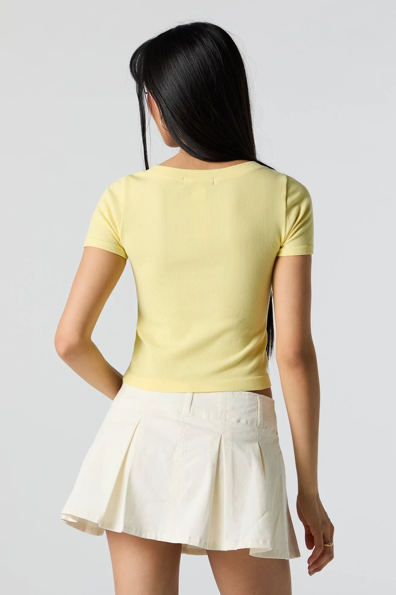 Seamless Ribbed Scoop Neck T-Shirt sold by Urban Planet product image thumbnail 2