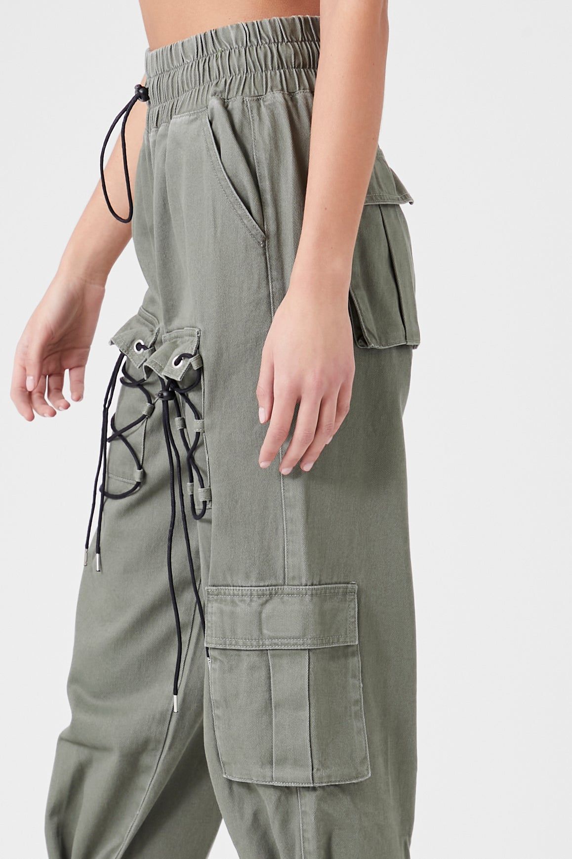 Jogger cargo à poches multiples en denim avec taille coulissante sold by Urban Planet product image thumbnail 6