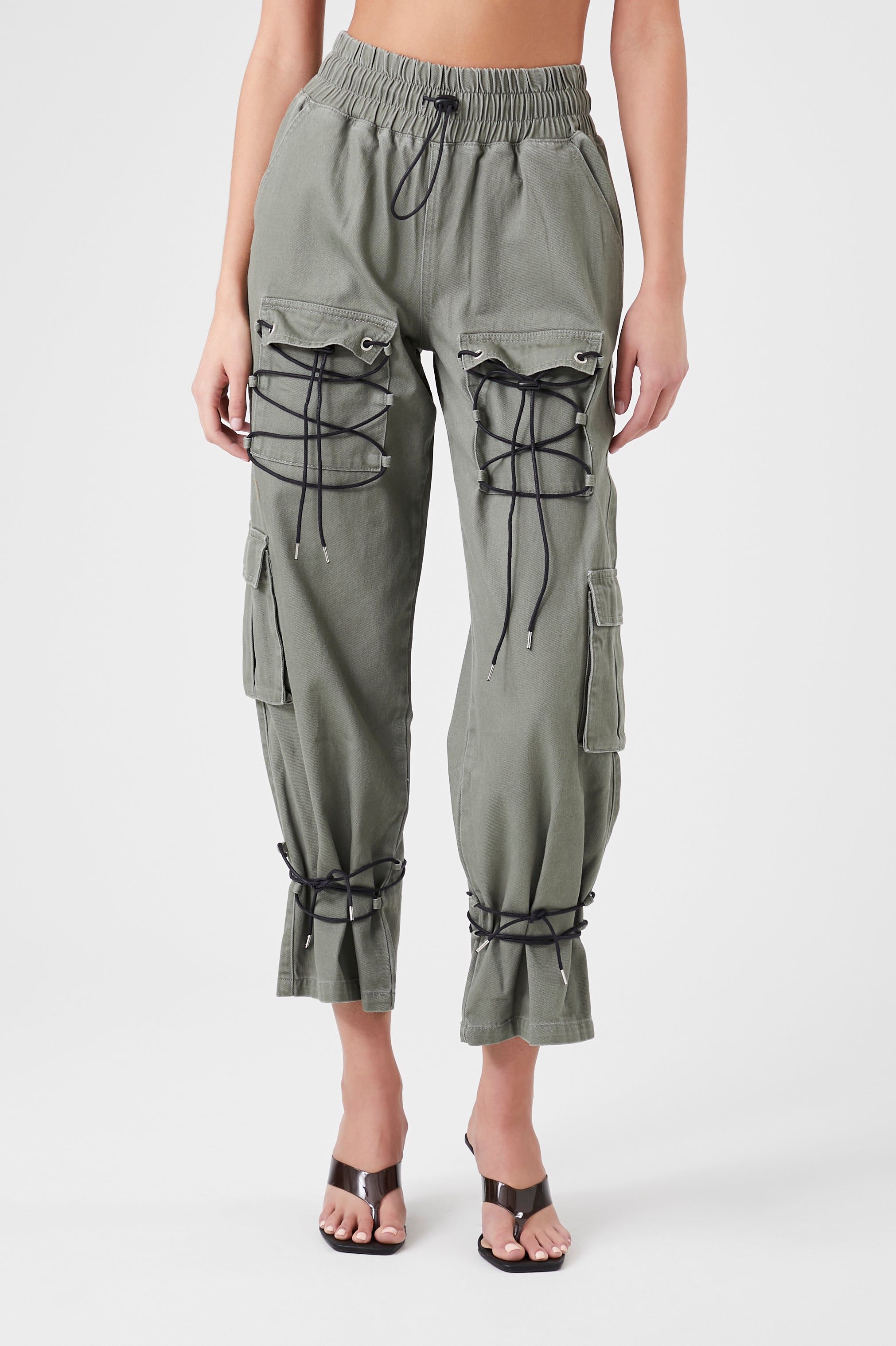 Jogger cargo à poches multiples en denim avec taille coulissante sold by Urban Planet product image thumbnail 2