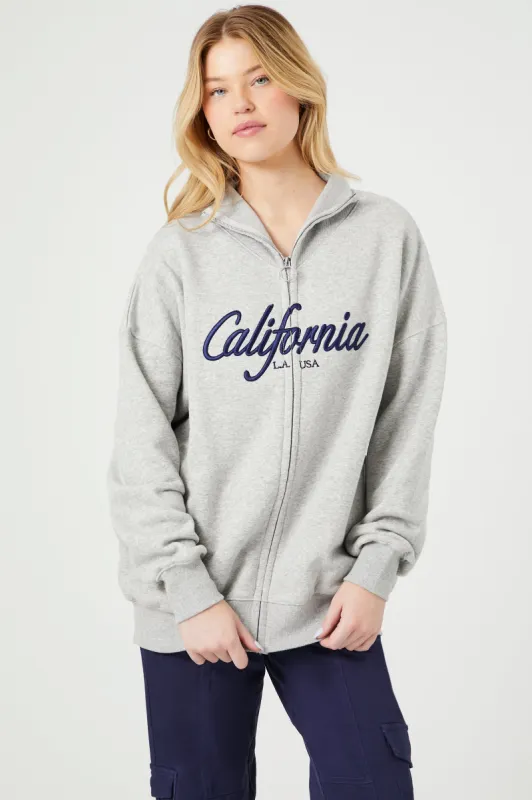 California Embroidered Fleece Zip-Up Hoodie sold by Urban Planet