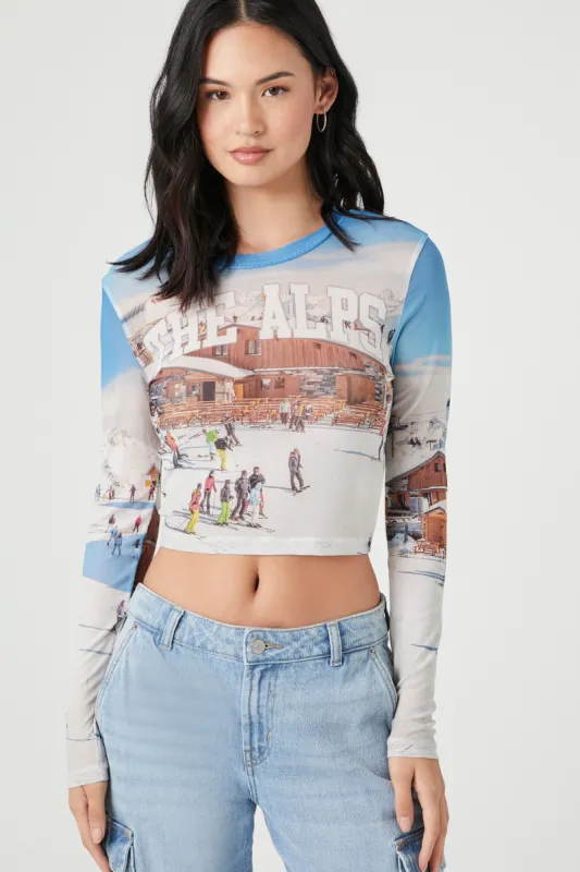 The Alps Graphic Long Sleeve Top sold by Urban Planet