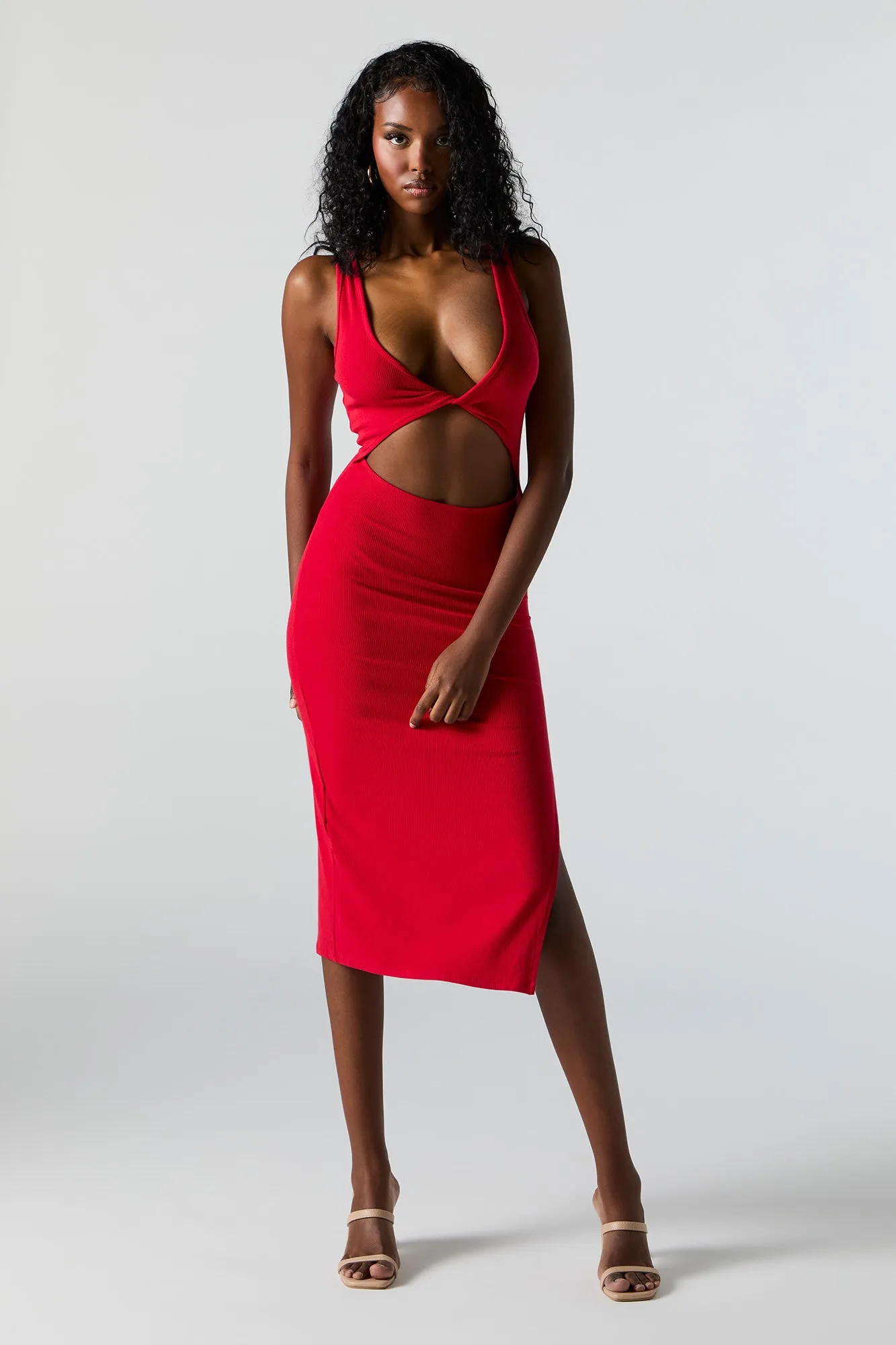 Ribbed Reversible Twist Midi Dress sold by Urban Planet product image thumbnail 4