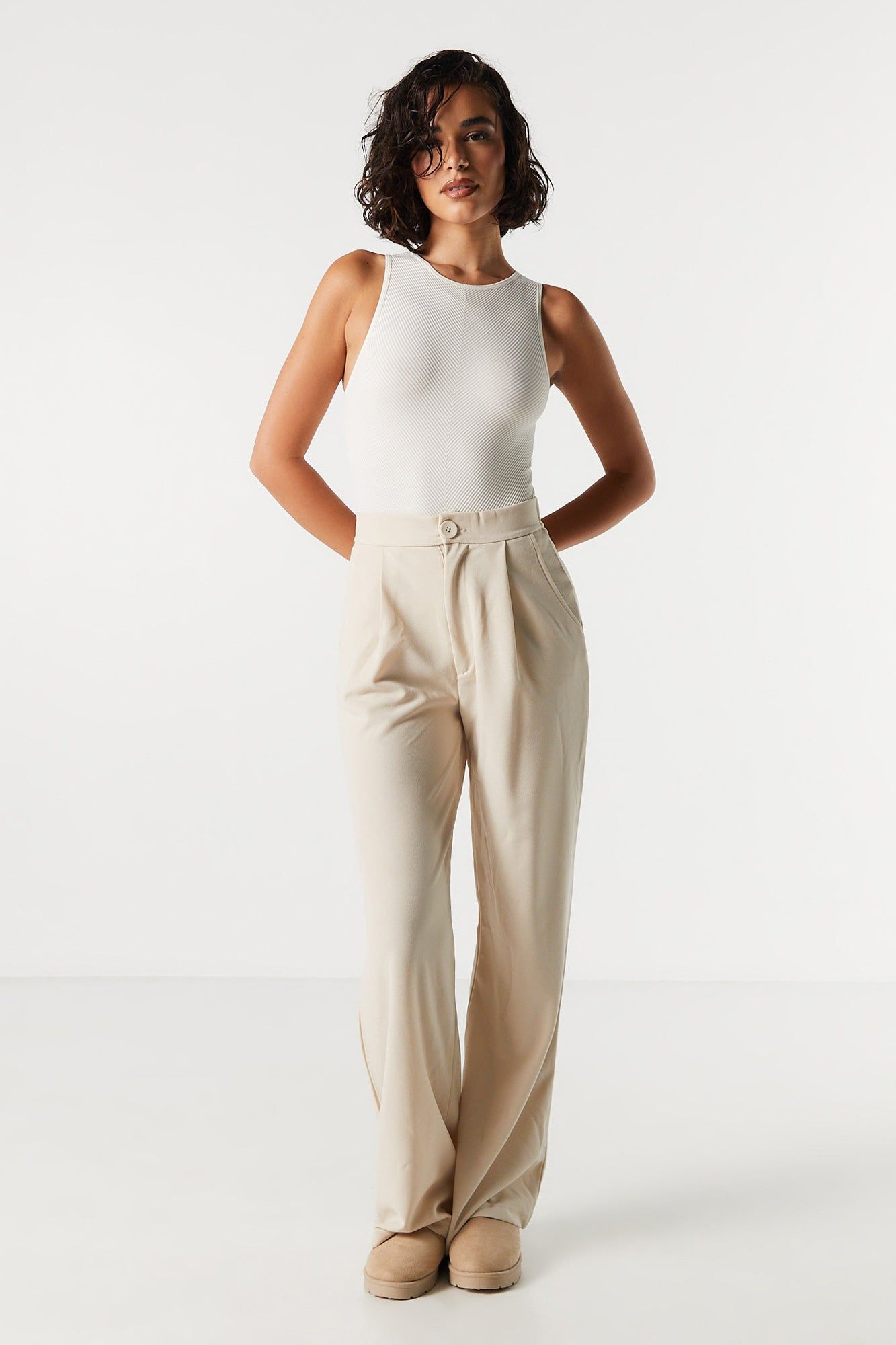 Pantalon habillé à taille haute en crêpe sold by Urban Planet product image thumbnail 7