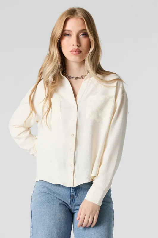 Textured Button-Up Chest Long Sleeve Top sold by Urban Planet