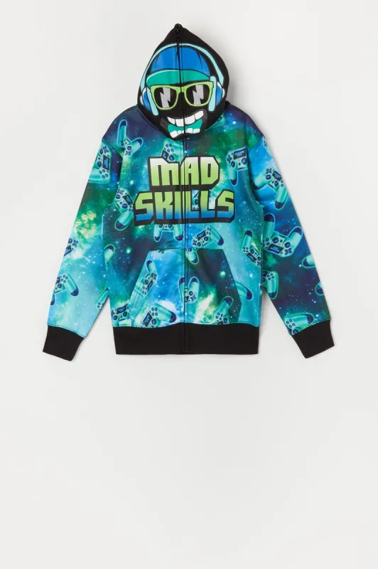 Boys Mad Skills Print Full Zip Hoodie sold by Urban Planet