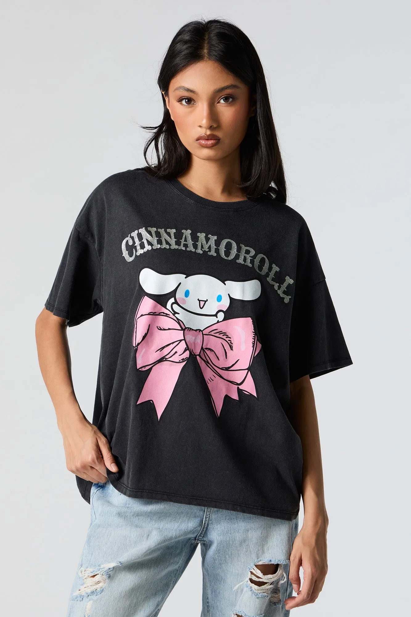 Cinnamoroll Bow Graphic Boyfriend T-Shirt sold by Urban Planet