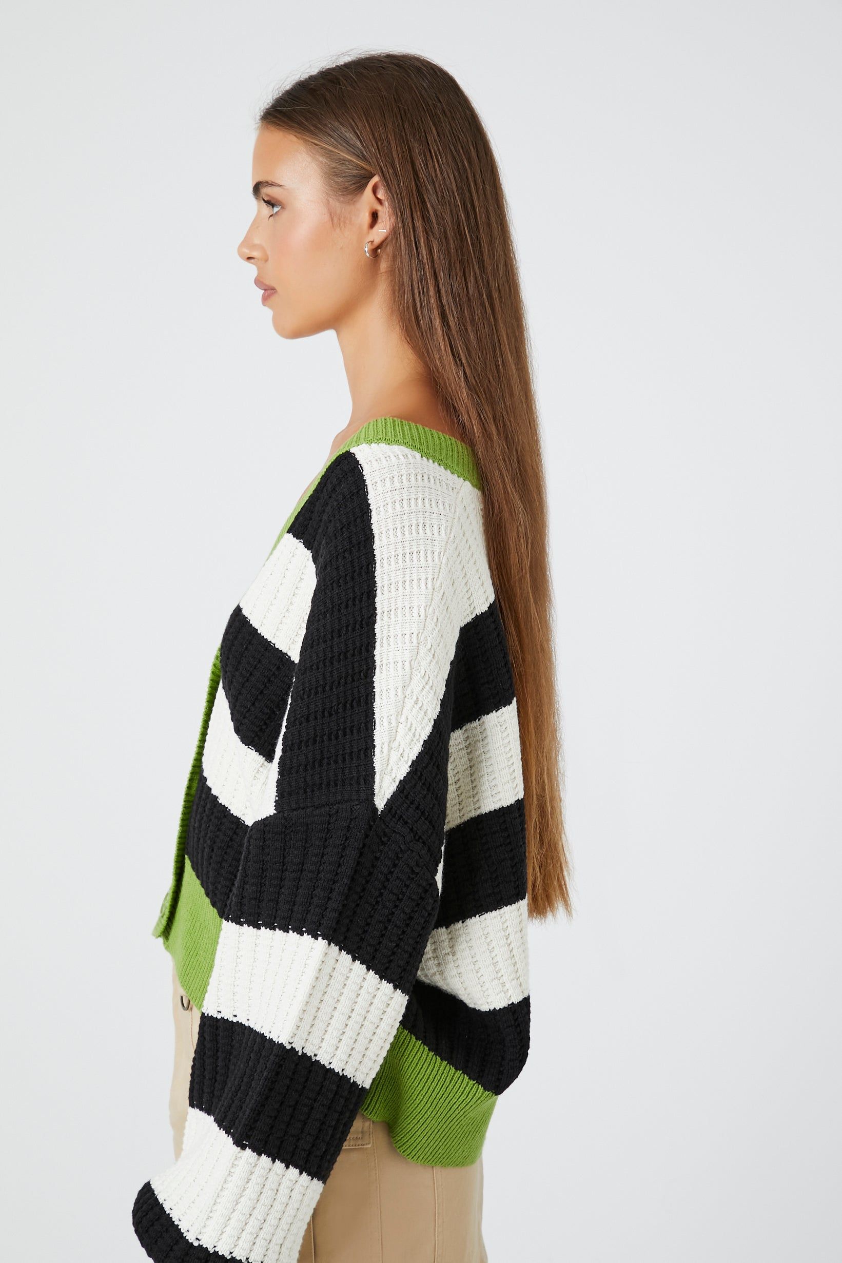 Striped Knit Button-Up Cardigan sold by Urban Planet product image thumbnail 2