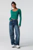 Ribbed Scoop Neck Long Sleeve Top sold by Urban Planet
