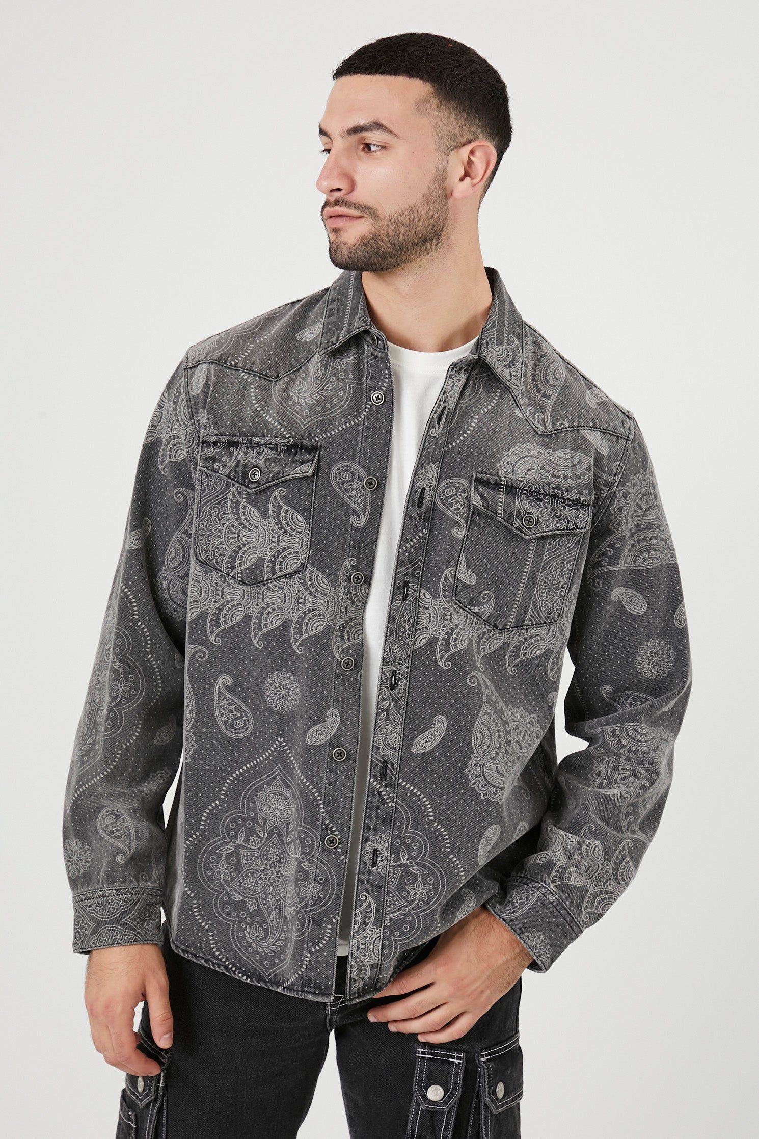 Paisley Print Button-Up Top sold by Urban Planet