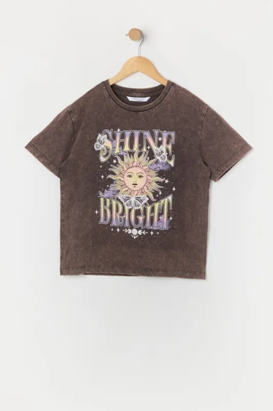 T-shirt délavé à imprimé Shine Bright pour fille sold by Urban Planet