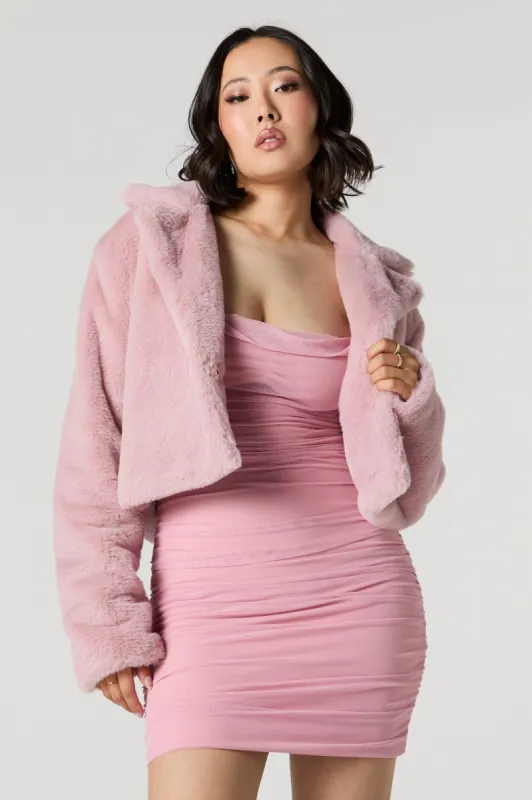 Faux Fur Open Front Cropped Jacket sold by Urban Planet