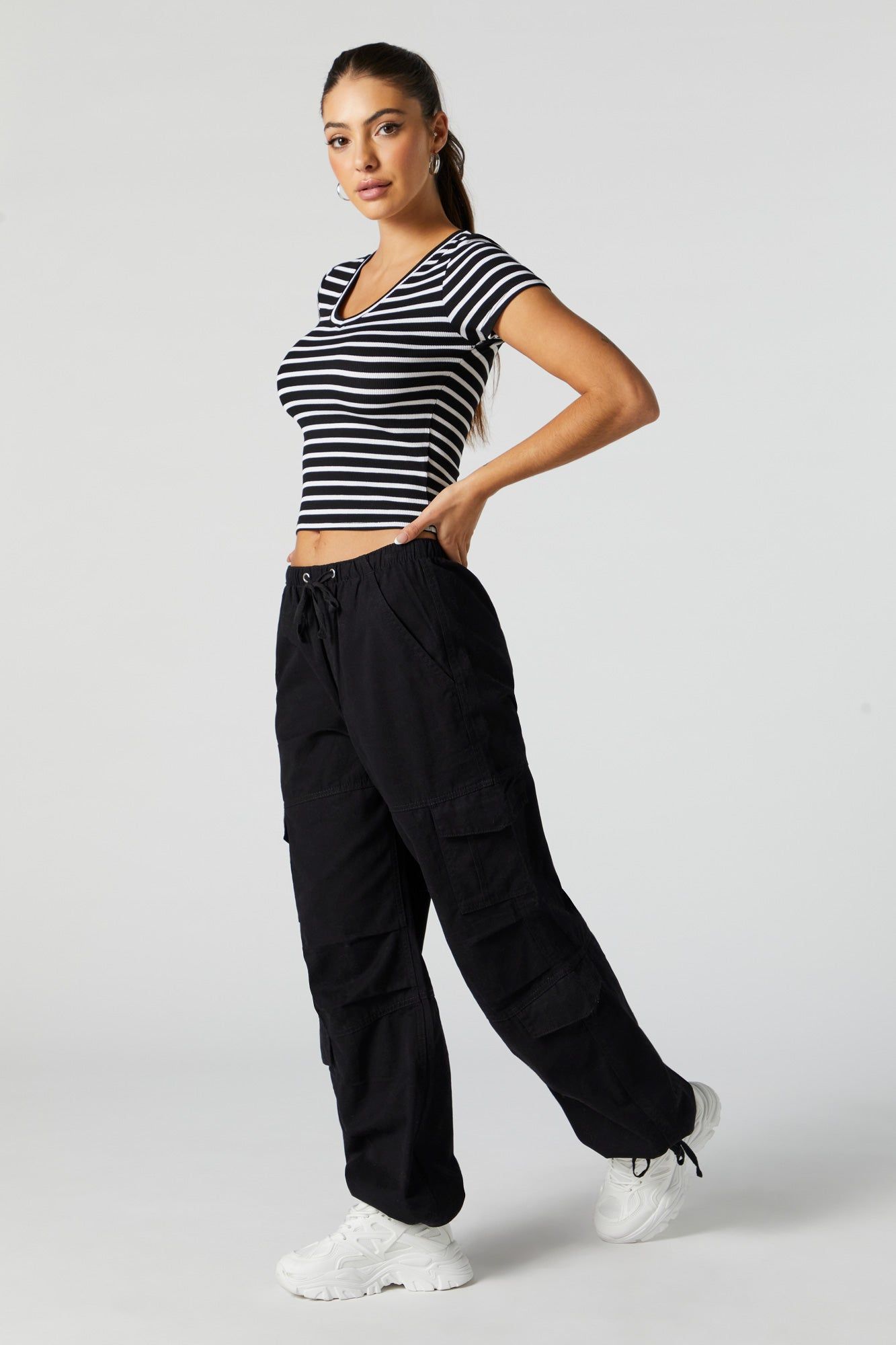 Striped Ribbed V-Neck Baby T-Shirt sold by Urban Planet product image thumbnail 3