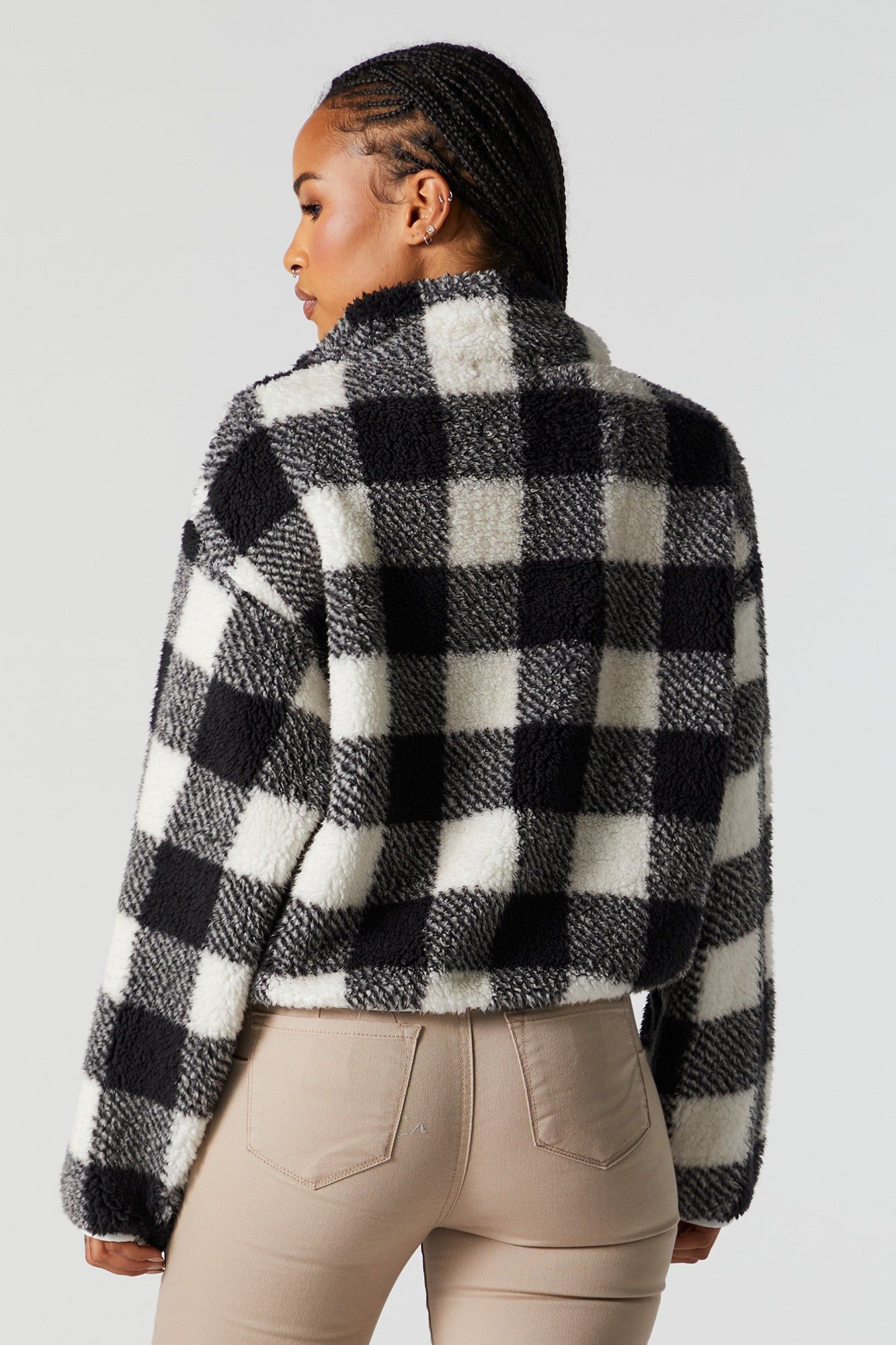 Checkered Sherpa Zip-Up Jacket sold by Urban Planet product image thumbnail 2