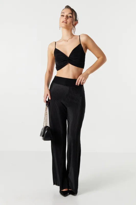 Crinkle Satin Flare Pant sold by Urban Planet