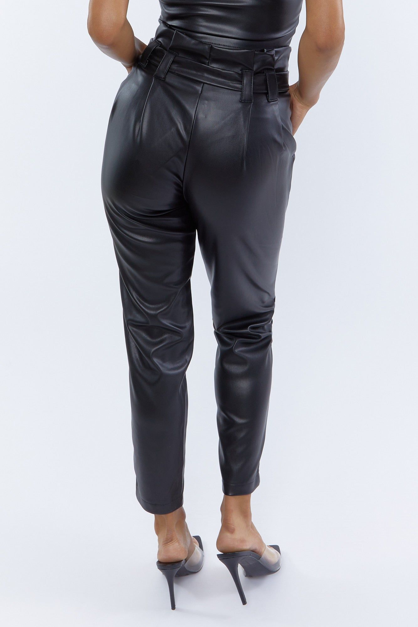 Faux-Leather Belted High-Rise Paperbag Pant sold by Urban Planet product image thumbnail 4