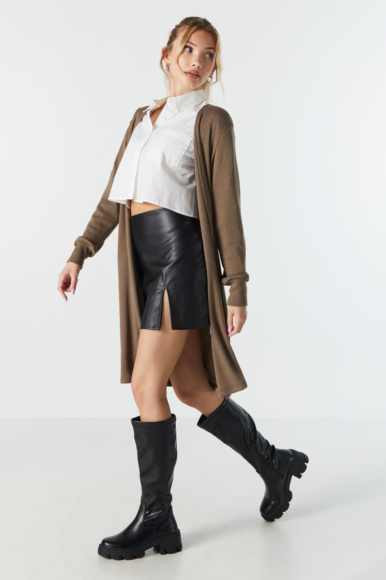 Ribbed Open Midi Cardigan sold by Urban Planet product image thumbnail 3