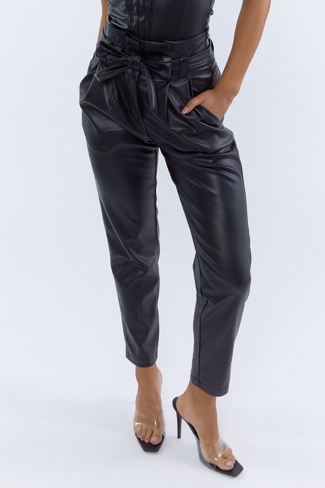 Faux-Leather Belted High-Rise Paperbag Pant sold by Urban Planet product image thumbnail 2