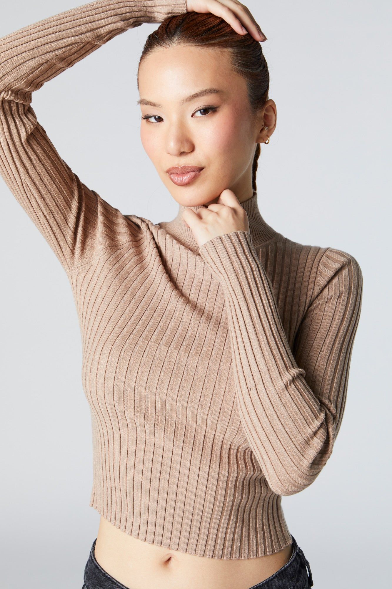 Ribbed Knit Mock Neck Sweater sold by Urban Planet