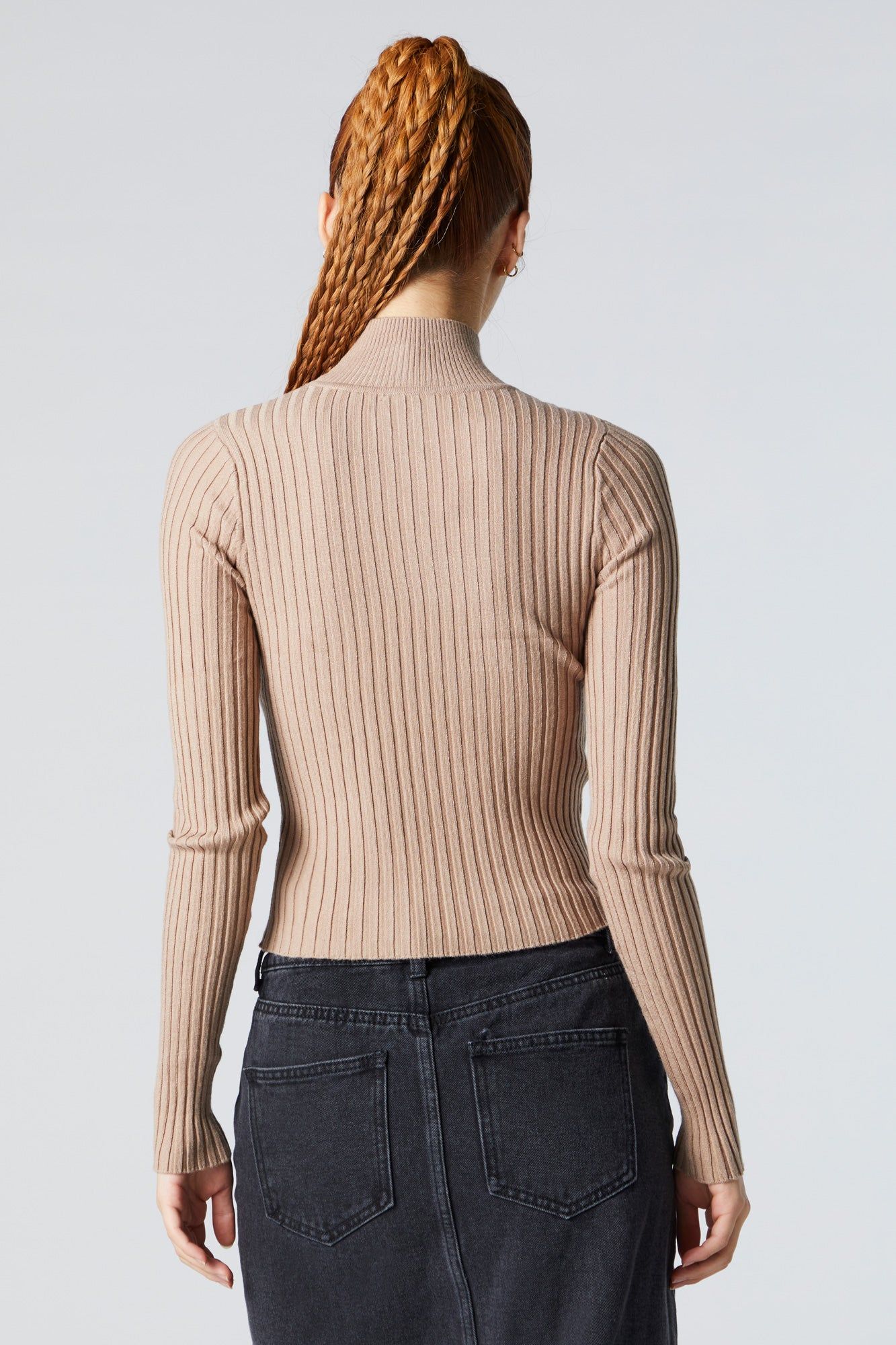 Ribbed Knit Mock Neck Sweater sold by Urban Planet product image thumbnail 2