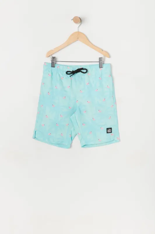 Boys Flamingo Floatie Ditsy Print Board Short sold by Urban Planet