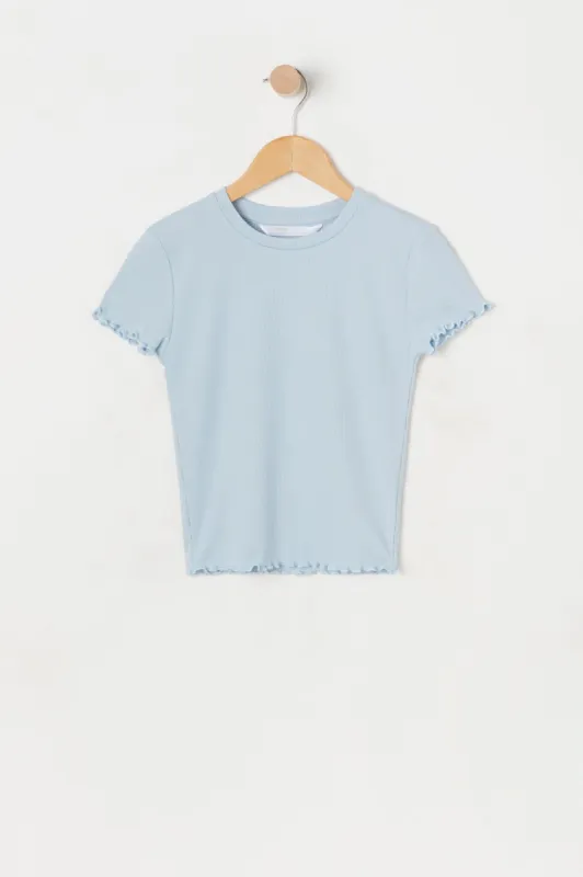 Girls Ribbed Lettuce Hem Top sold by Urban Planet