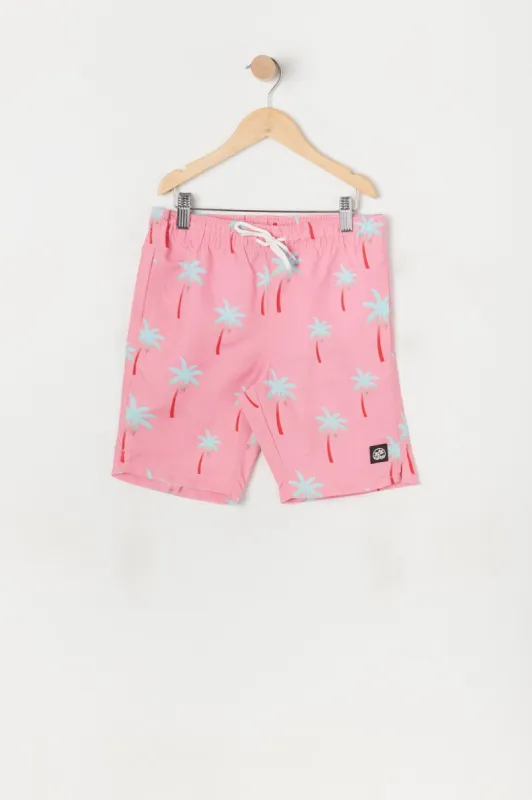 Boys Pink Palm Tree Print Board Short sold by Urban Planet