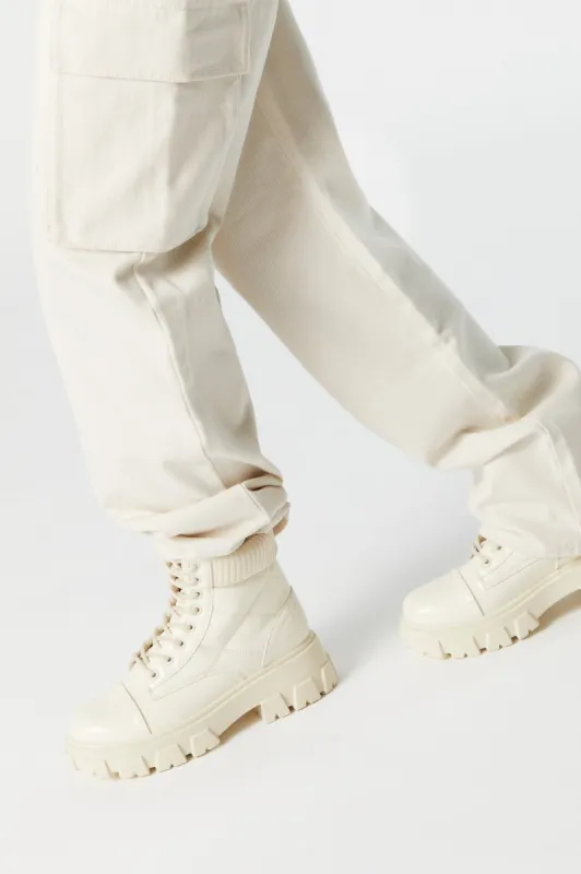 Quilted Lace Up Boot sold by Urban Planet