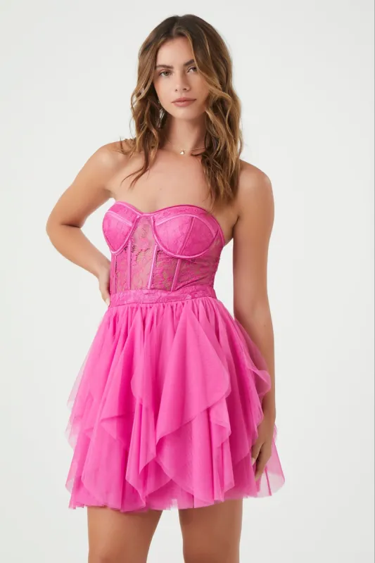 Floral Lace Corset Mini Dress sold by Urban Planet