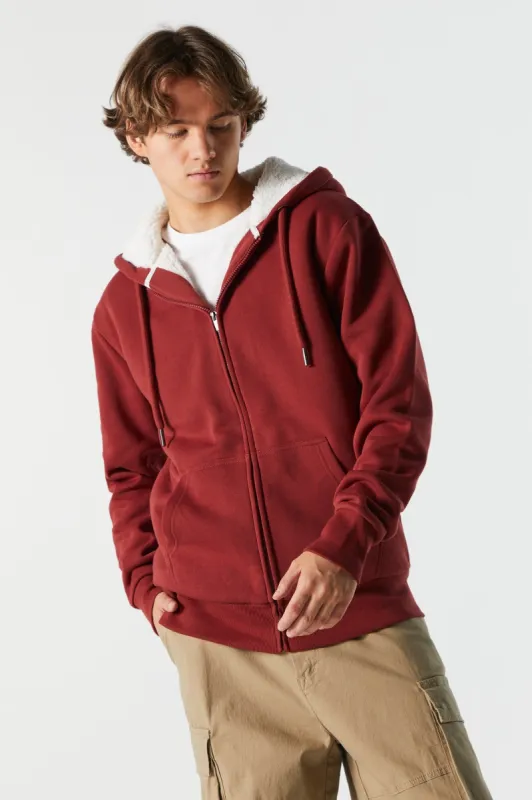 Sherpa Lined Zip-Up Hoodie sold by Urban Planet