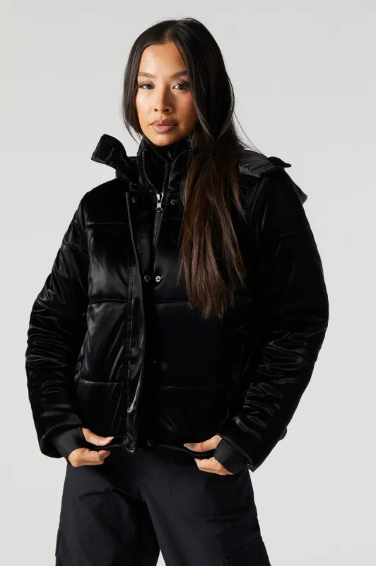 Faux Leather Puffer Jacket sold by Urban Planet