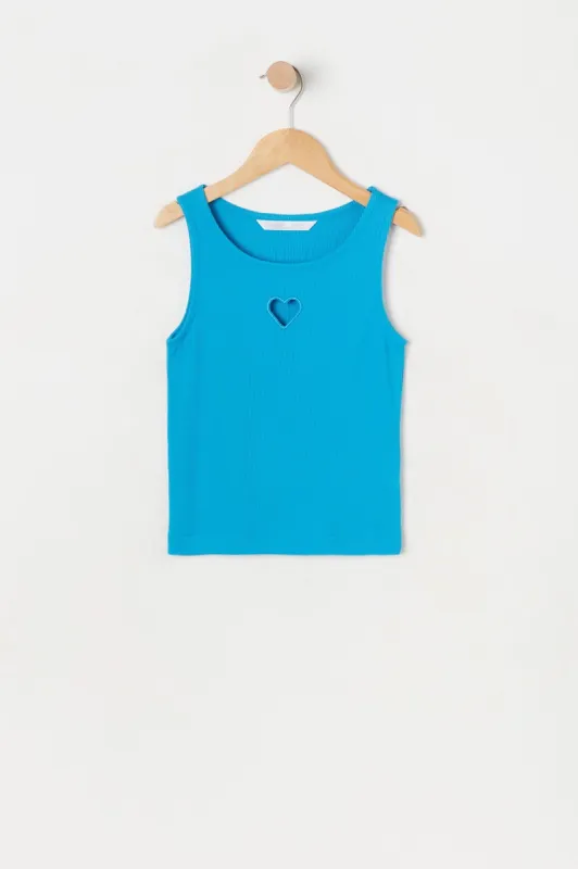 Girls Ribbed Heart Cut Out Tank sold by Urban Planet