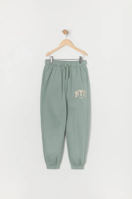 Girls NYC Graphic Fleece Jogger sold by Urban Planet