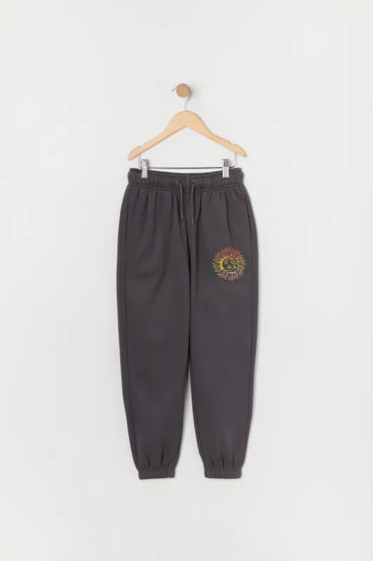 Girls Sun Graphic Fleece Jogger sold by Urban Planet