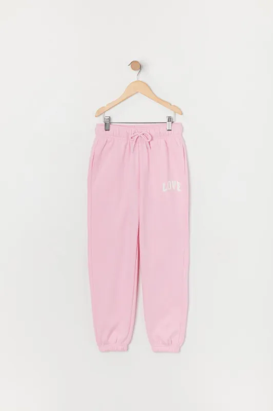 Girls Love Graphic Fleece Jogger sold by Urban Planet