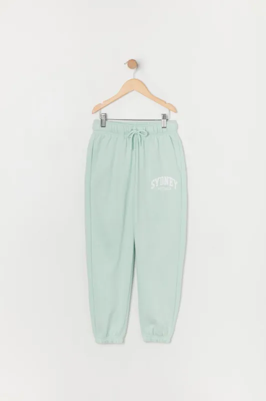 Girls Sydney Graphic Fleece Jogger sold by Urban Planet