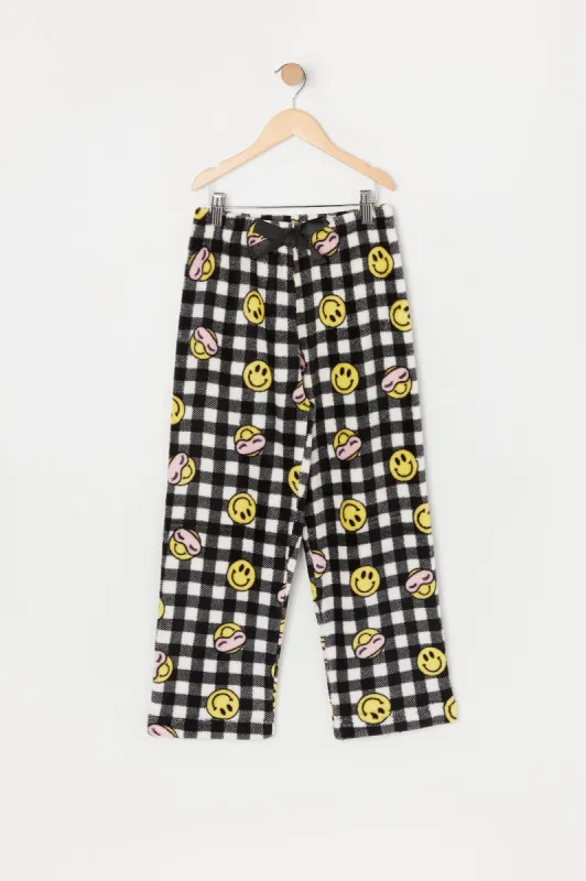 Girls Smiley Print Plush Pajama Bottom sold by Urban Planet