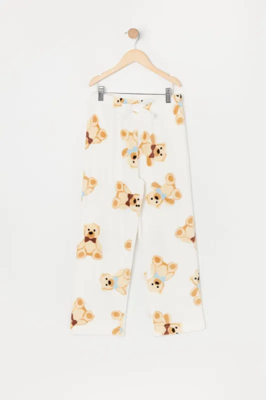 Girls Teddy Print Plush Pajama Bottom sold by Urban Planet