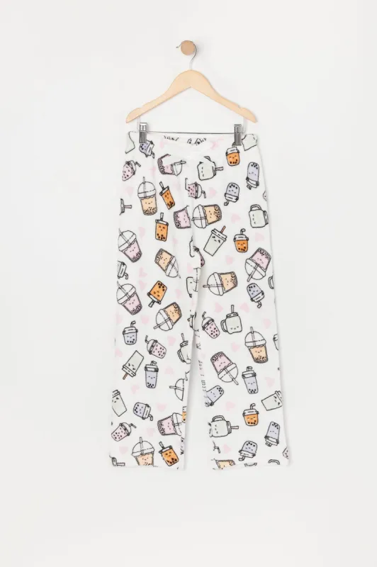 Girls Boba Print Plush Pajama Bottom sold by Urban Planet
