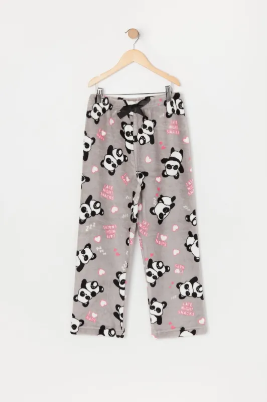 Girls Panda Print Plush Pajama Bottom sold by Urban Planet