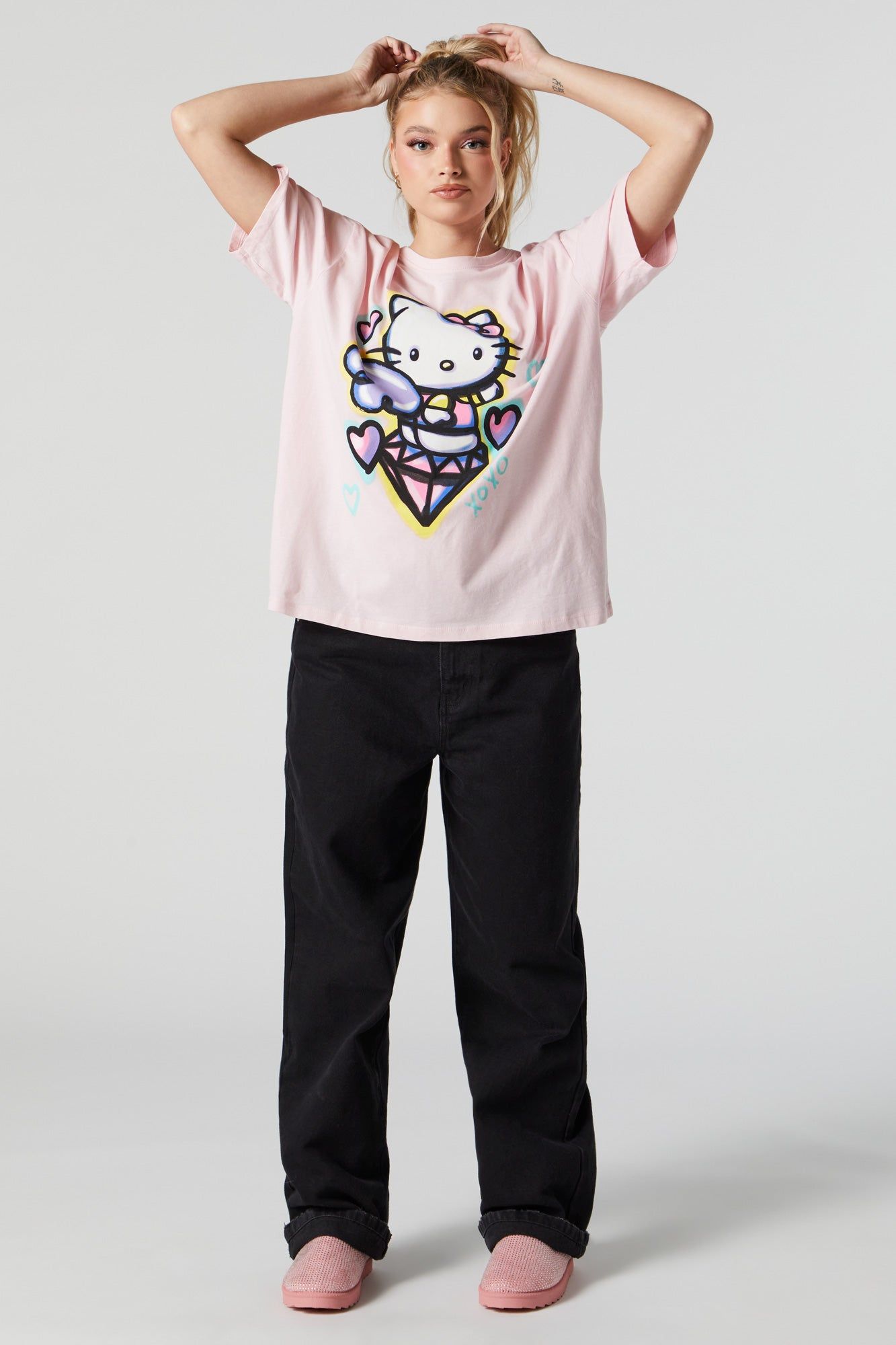 Graffiti Hello Kitty Graphic Boyfriend T-Shirt sold by Urban Planet product image thumbnail 3