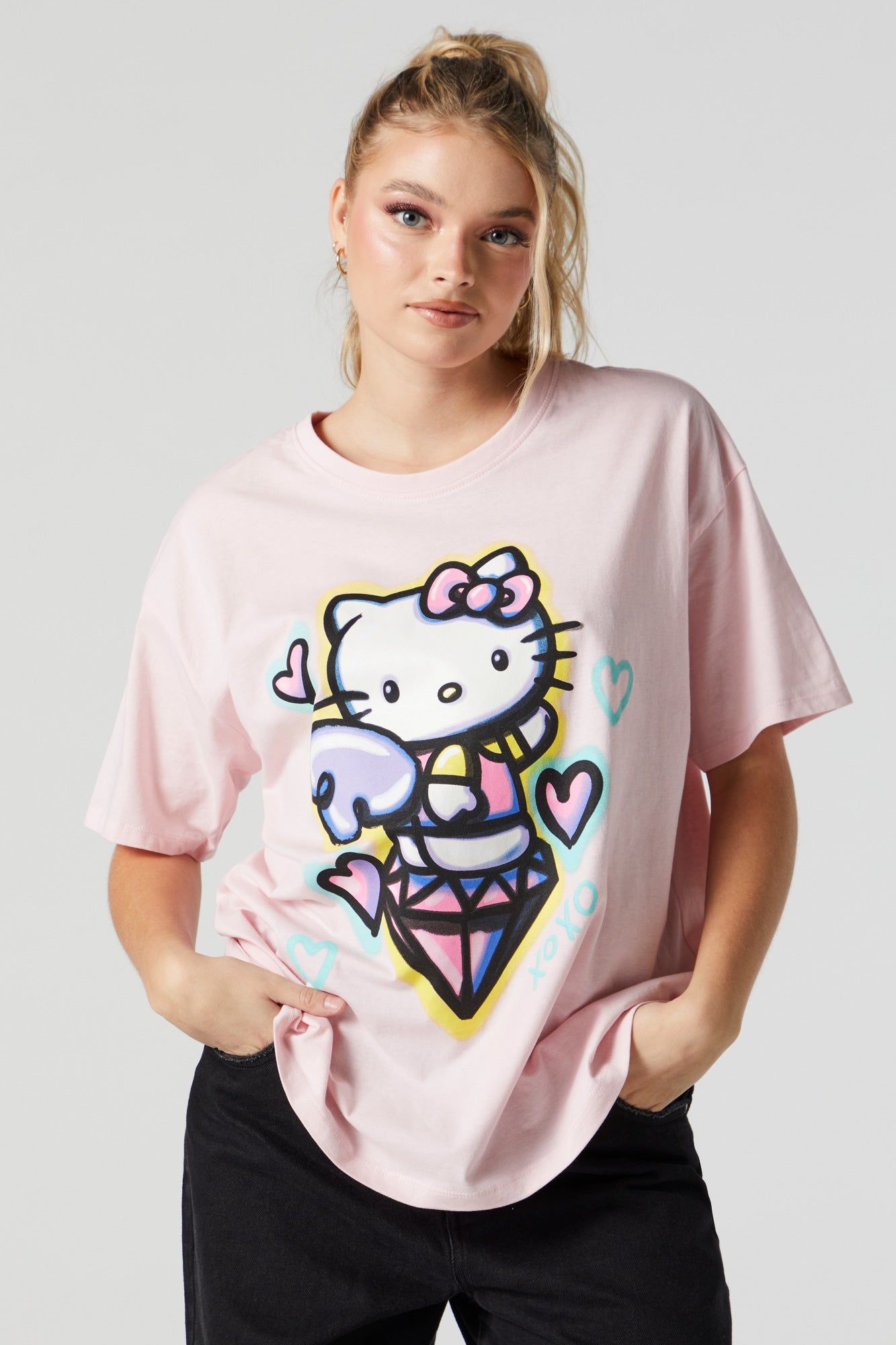 Graffiti Hello Kitty Graphic Boyfriend T-Shirt sold by Urban Planet product image thumbnail 2