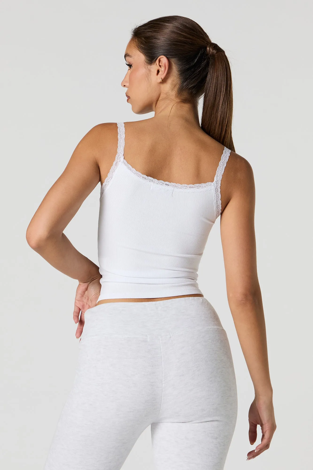 Ribbed Lace Trim Henley Tank sold by Urban Planet product image thumbnail 5