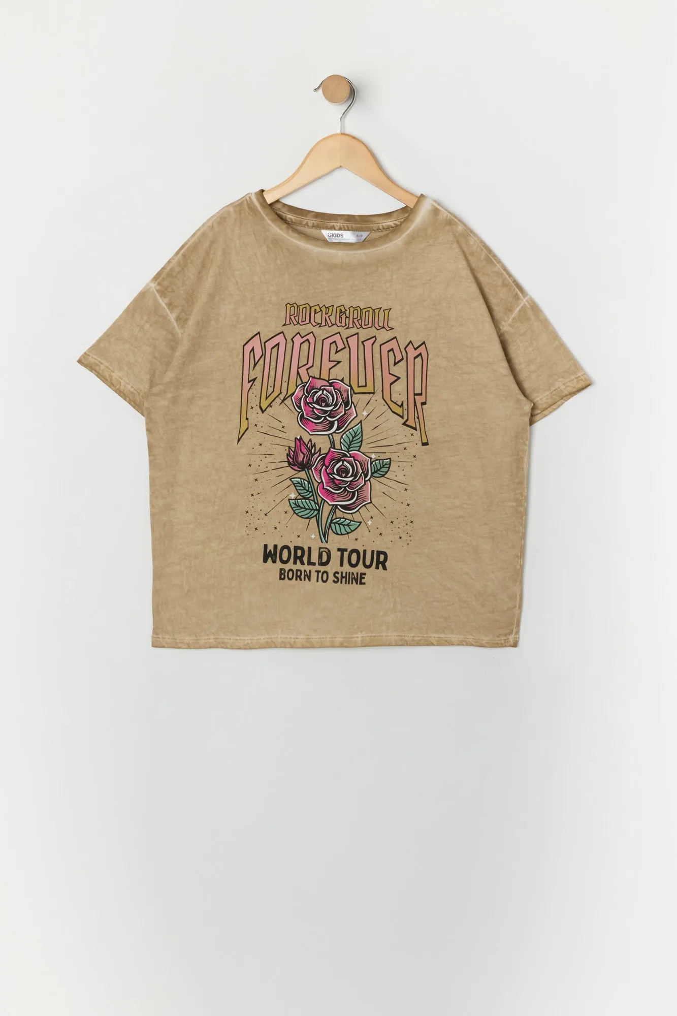 Girls Rock n Roll Tour Graphic Washed Oversized T-Shirt sold by Urban Planet