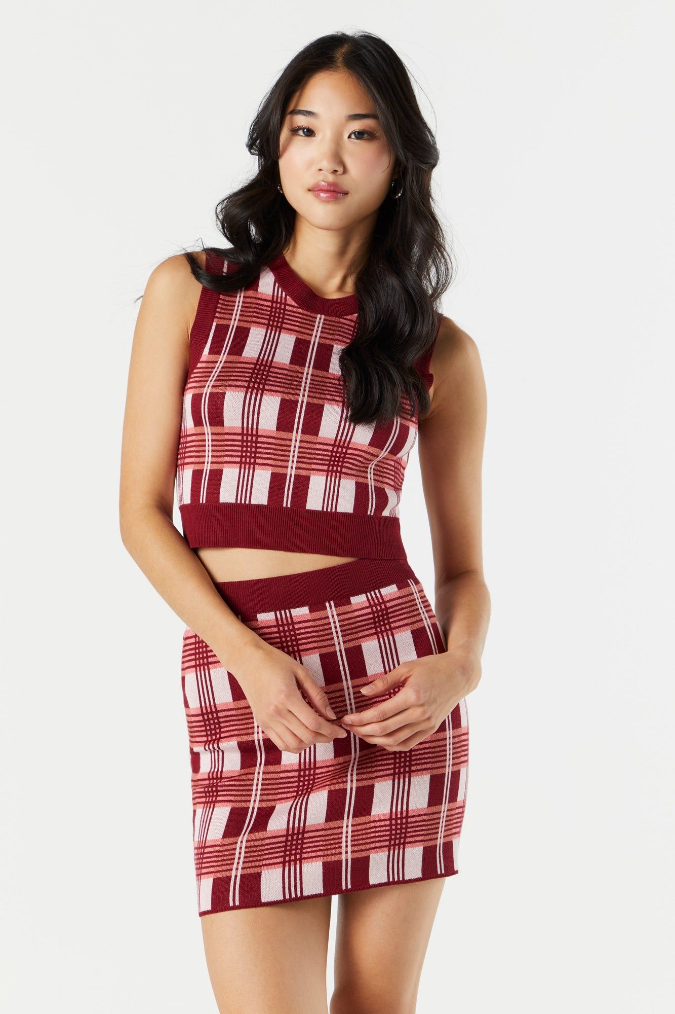 Plaid Crewneck Sweater Tank sold by Urban Planet