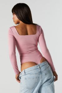Contour Square Neck Long Sleeve Bodysuit sold by Urban Planet