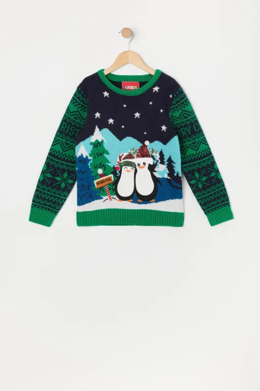 Girls Penguin Christmas Sweater made by Urban Planet