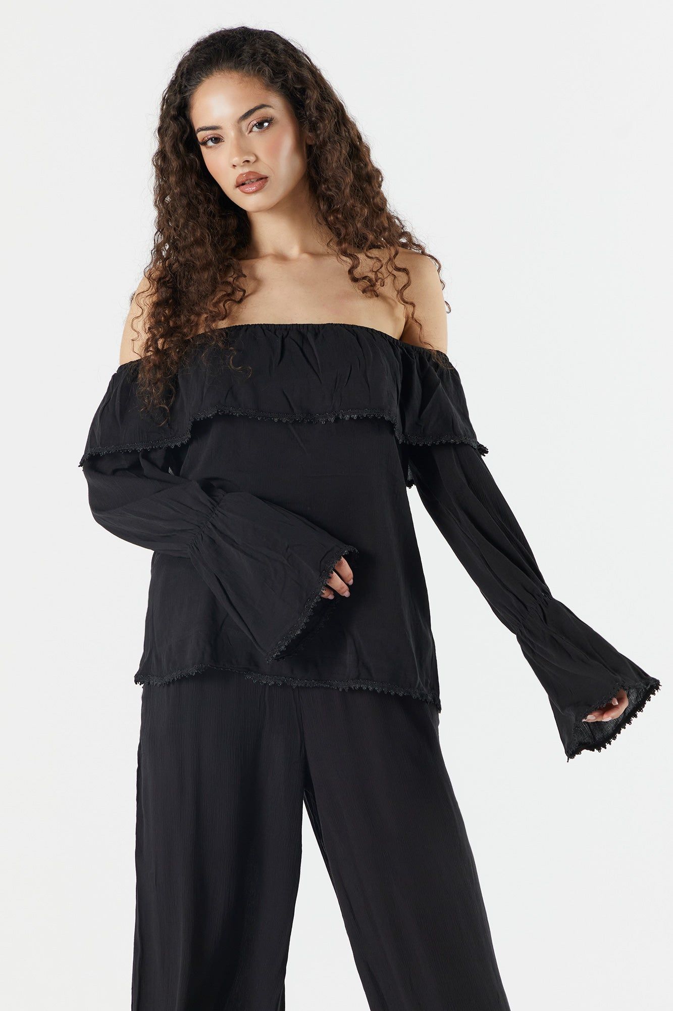 Off Shoulder Ruffle Top sold by Urban Planet product image thumbnail 4