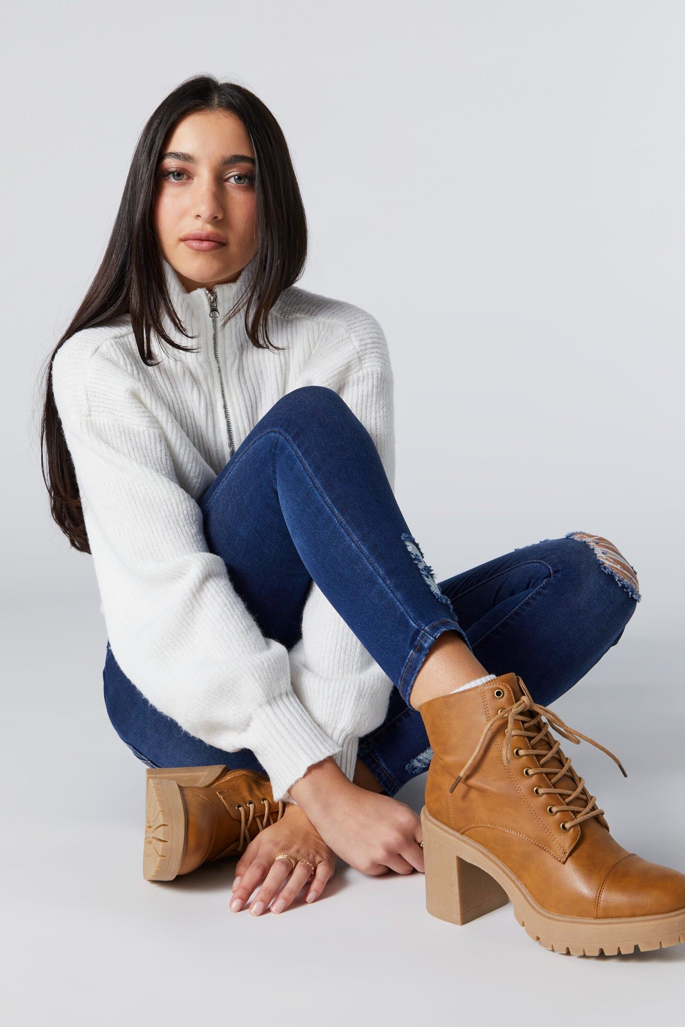 Faux Leather Lace Up Heeled Boot sold by Urban Planet