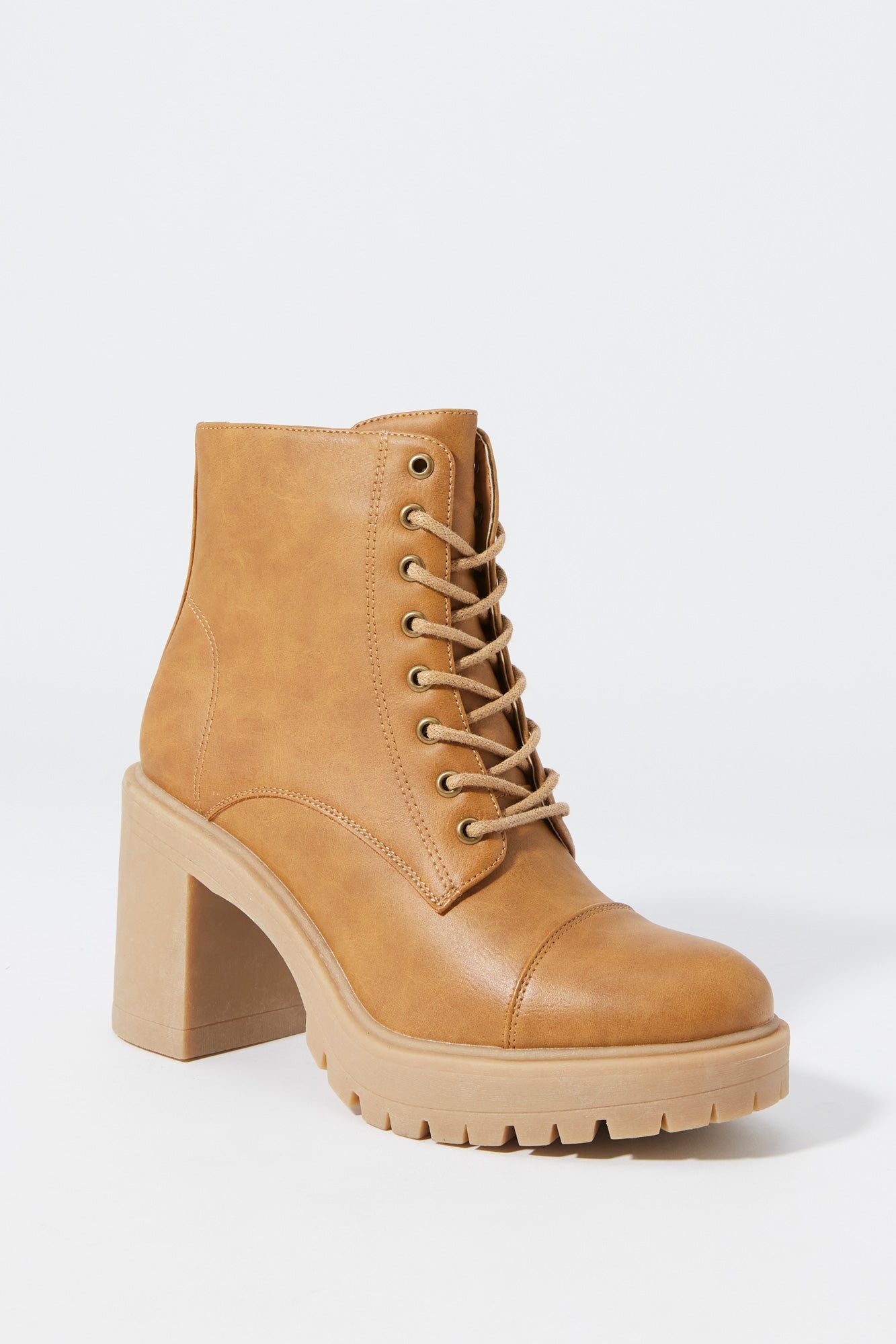 Faux Leather Lace Up Heeled Boot sold by Urban Planet product image thumbnail 3